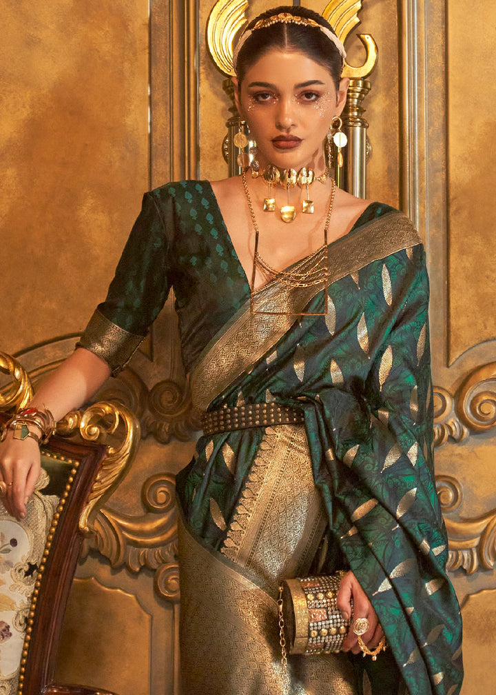Castleton Green Woven Satin Silk Saree
