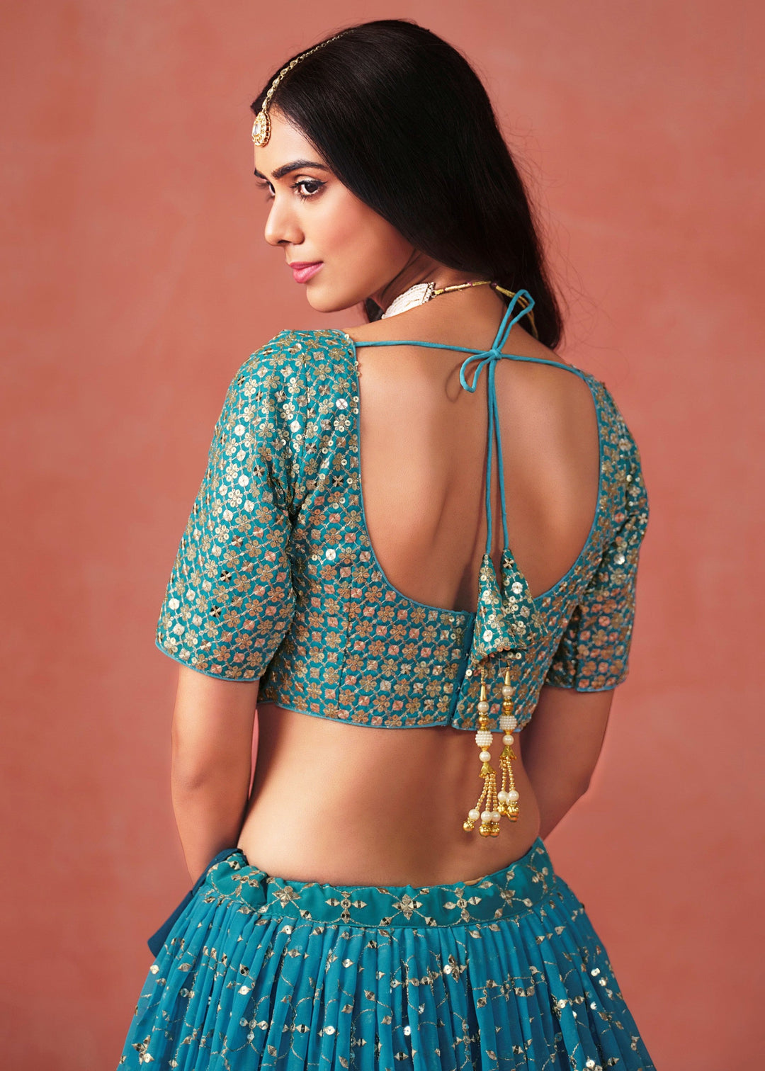 Rama Blue Georgette Lehenga Choli