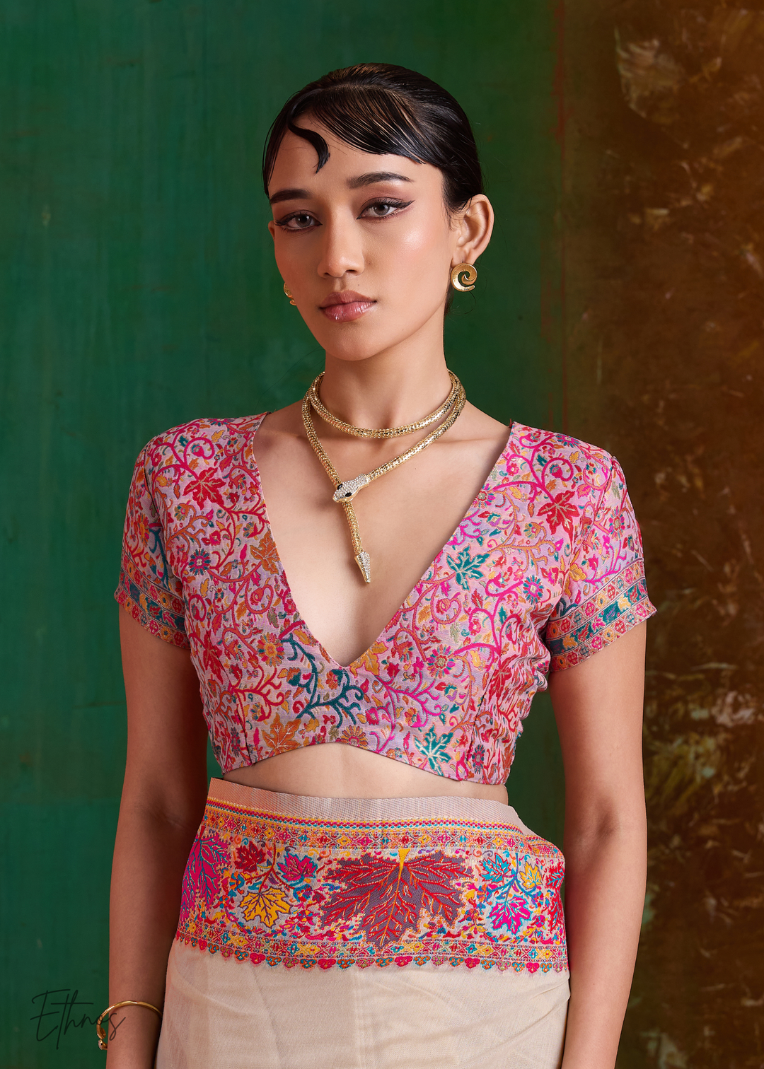 Warm Beige with Multicolour Floral Weave Saree