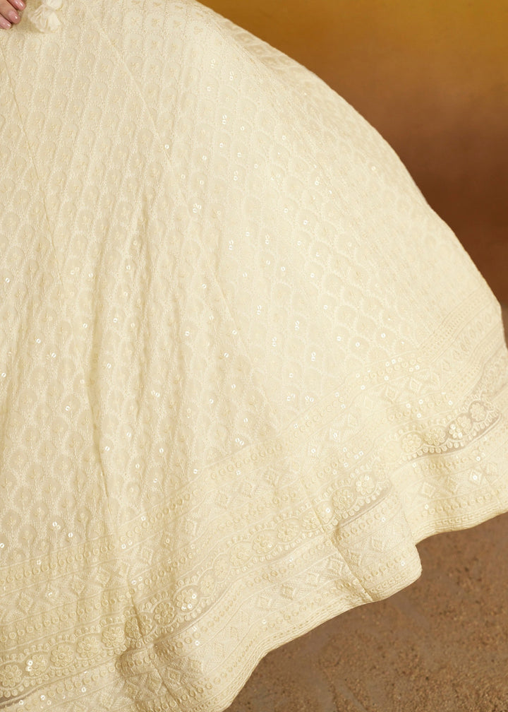 White Georgette Lehenga With Dupatta