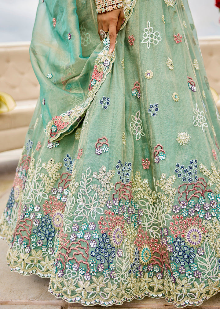 Limegreen Satin Silk Lehenga Choli