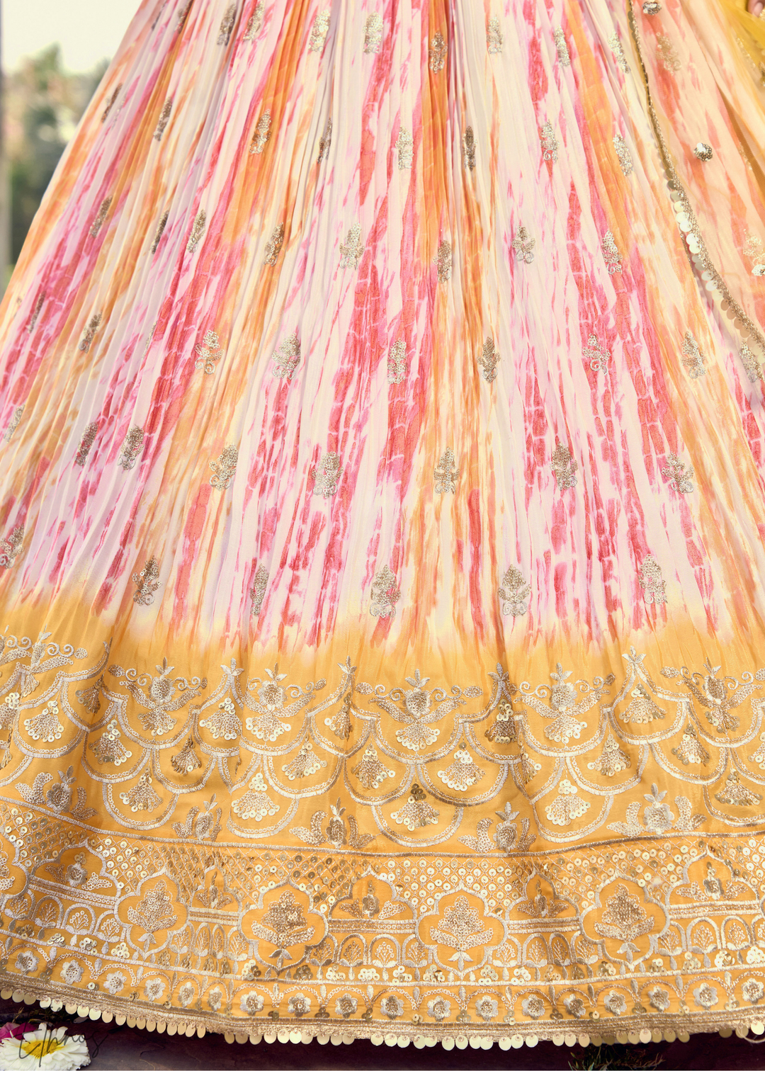 Buttercup Yellow Chinon Silk Lehenga Choli