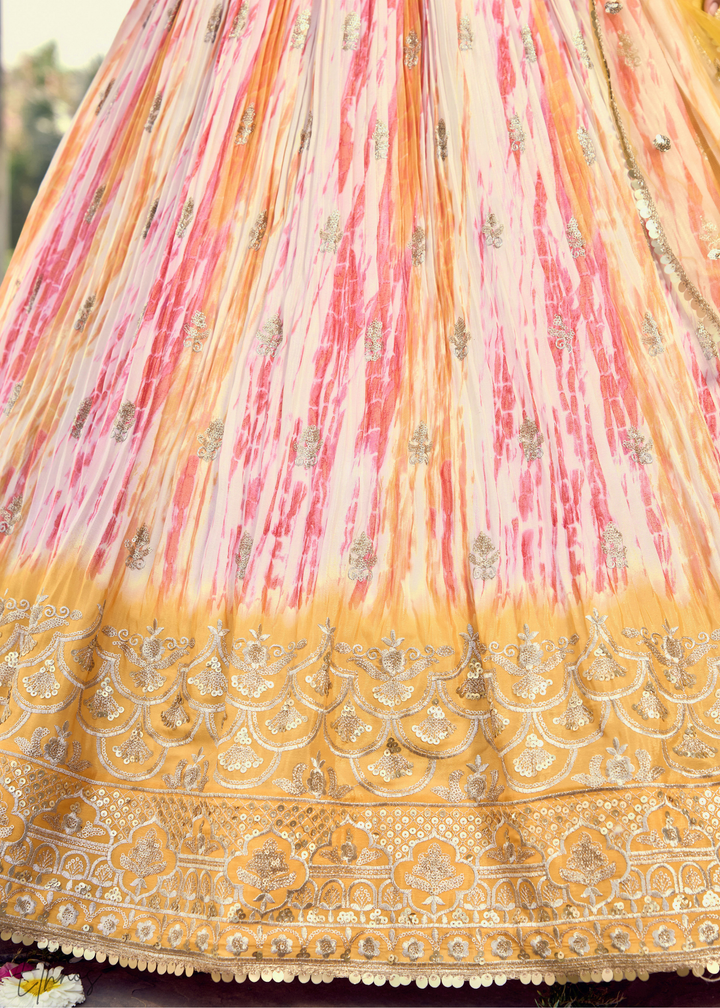 Buttercup Yellow Chinon Silk Lehenga Choli