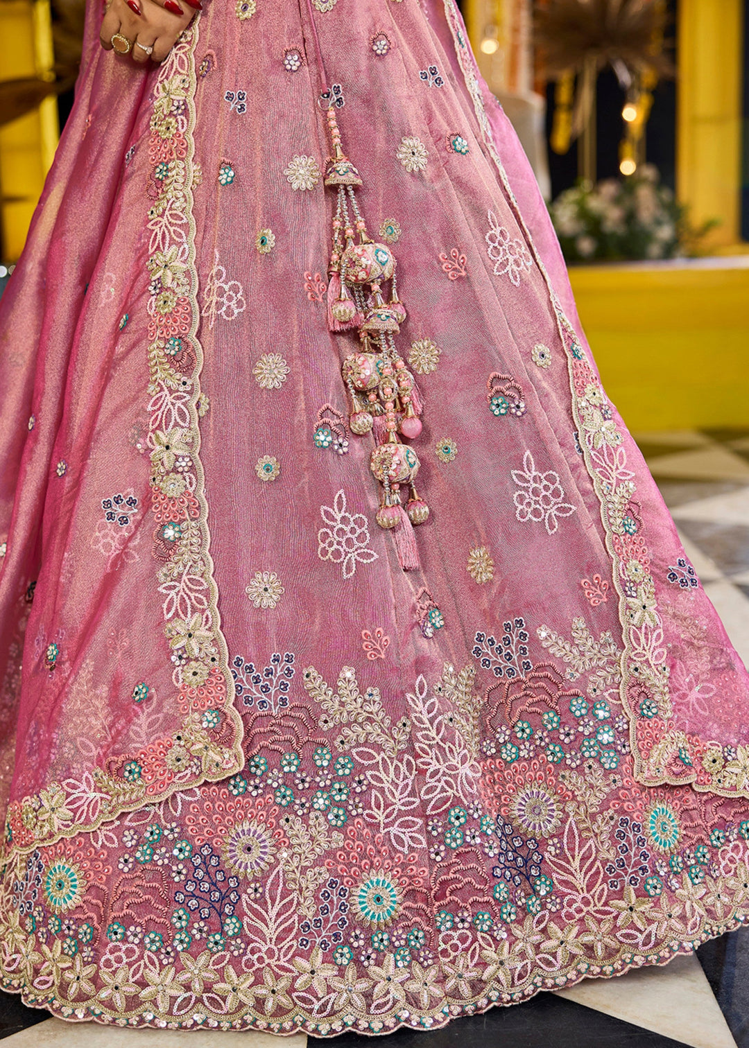 Pink Satin Silk Lehenga Choli