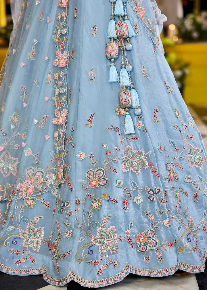 Sky Satin Silk Lehenga Choli