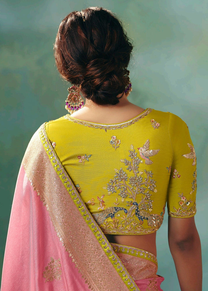 Baby Pink Viscose Dola Silk Saree