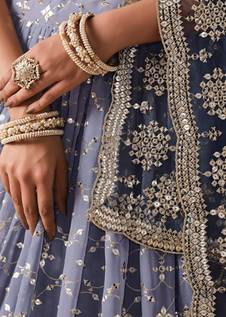 Navy Blue Georgette Lehenga Choli