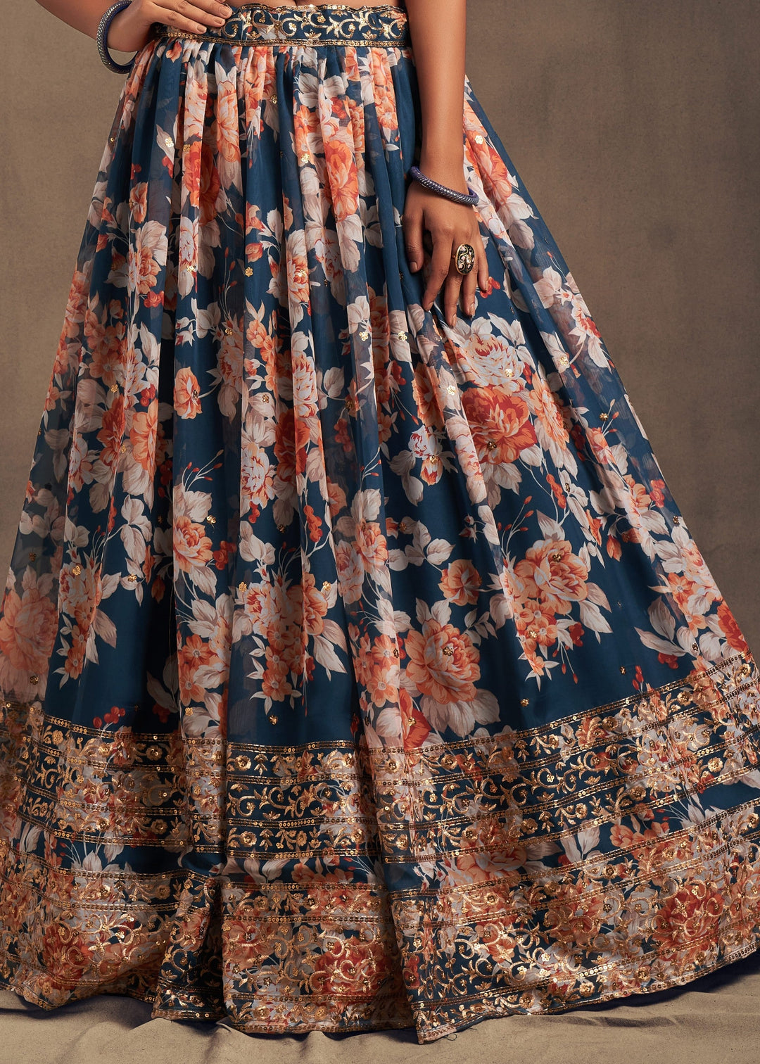 Dove Blue Organza Lehenga with Dupatta : Top Pick