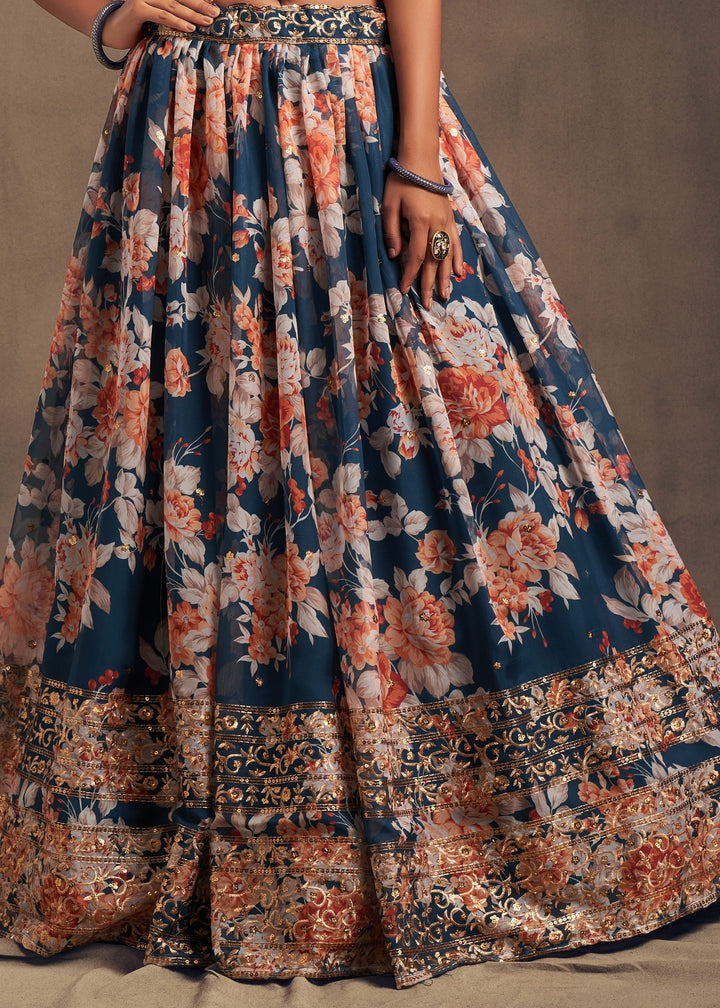 Dove Blue Organza Lehenga with Dupatta : Top Pick