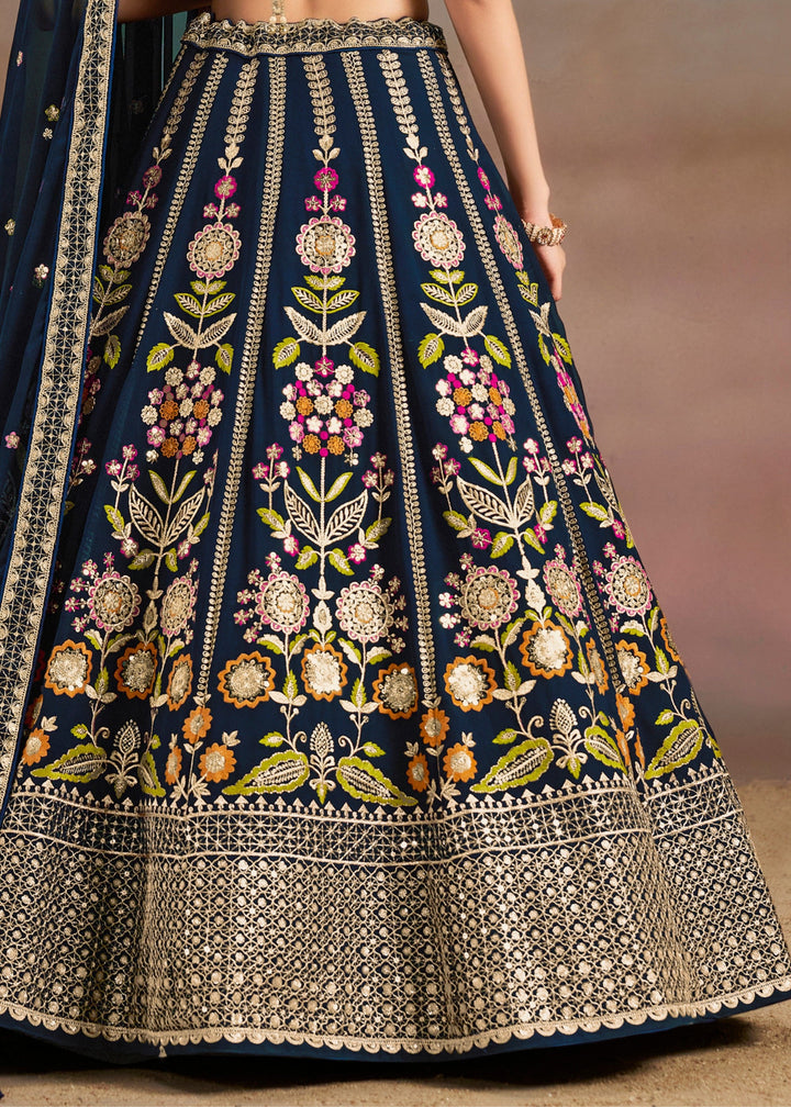 Blue Georgette Lehenga With Dupatta