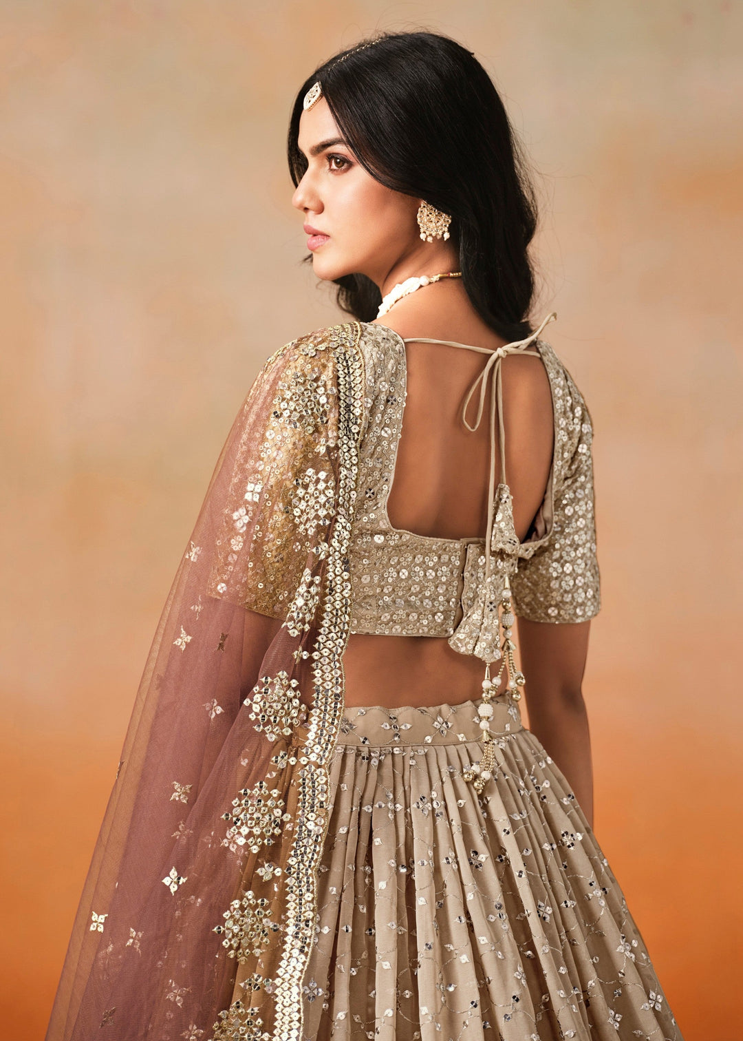 Brown Georgette Lehenga Choli
