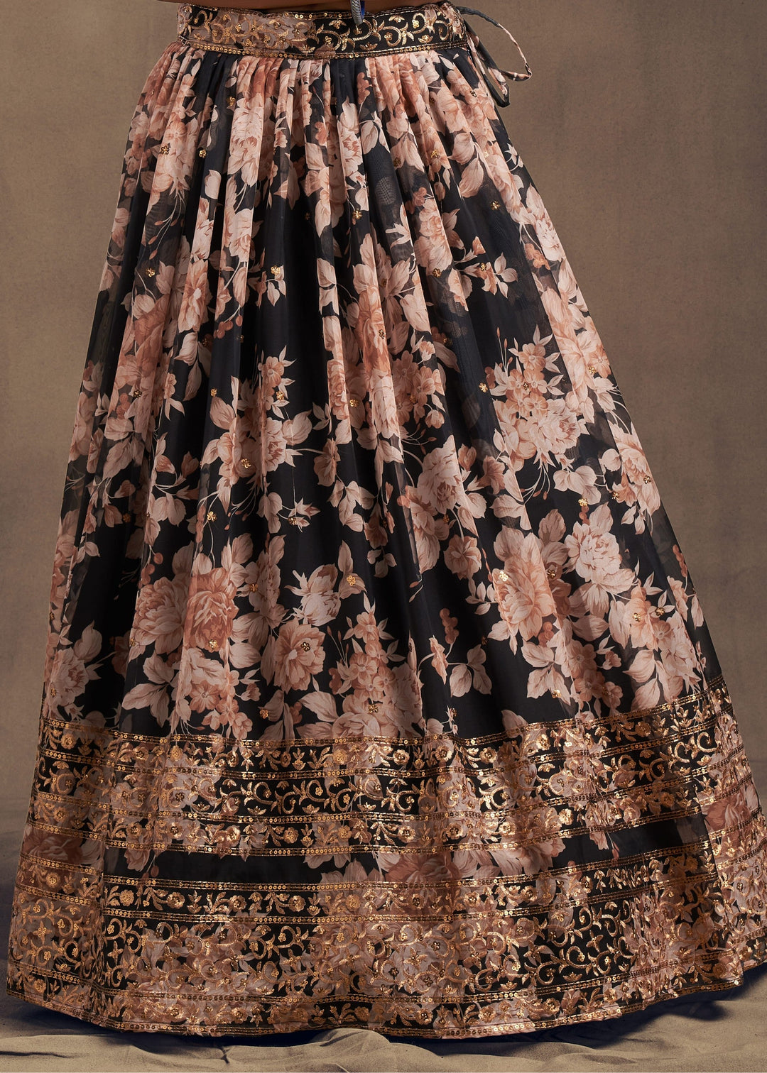 Black Organza Lehenga with Dupatta