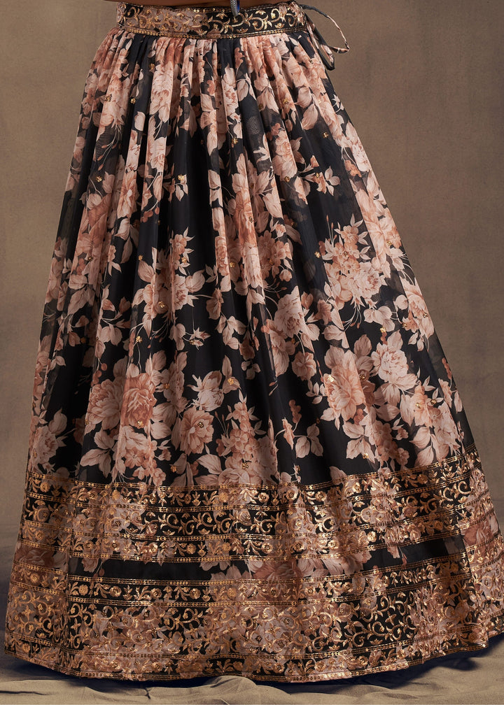 Black Organza Lehenga with Dupatta