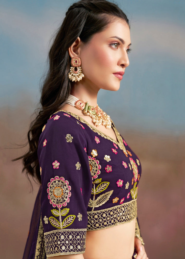 Purple Georgette Lehenga With Dupatta
