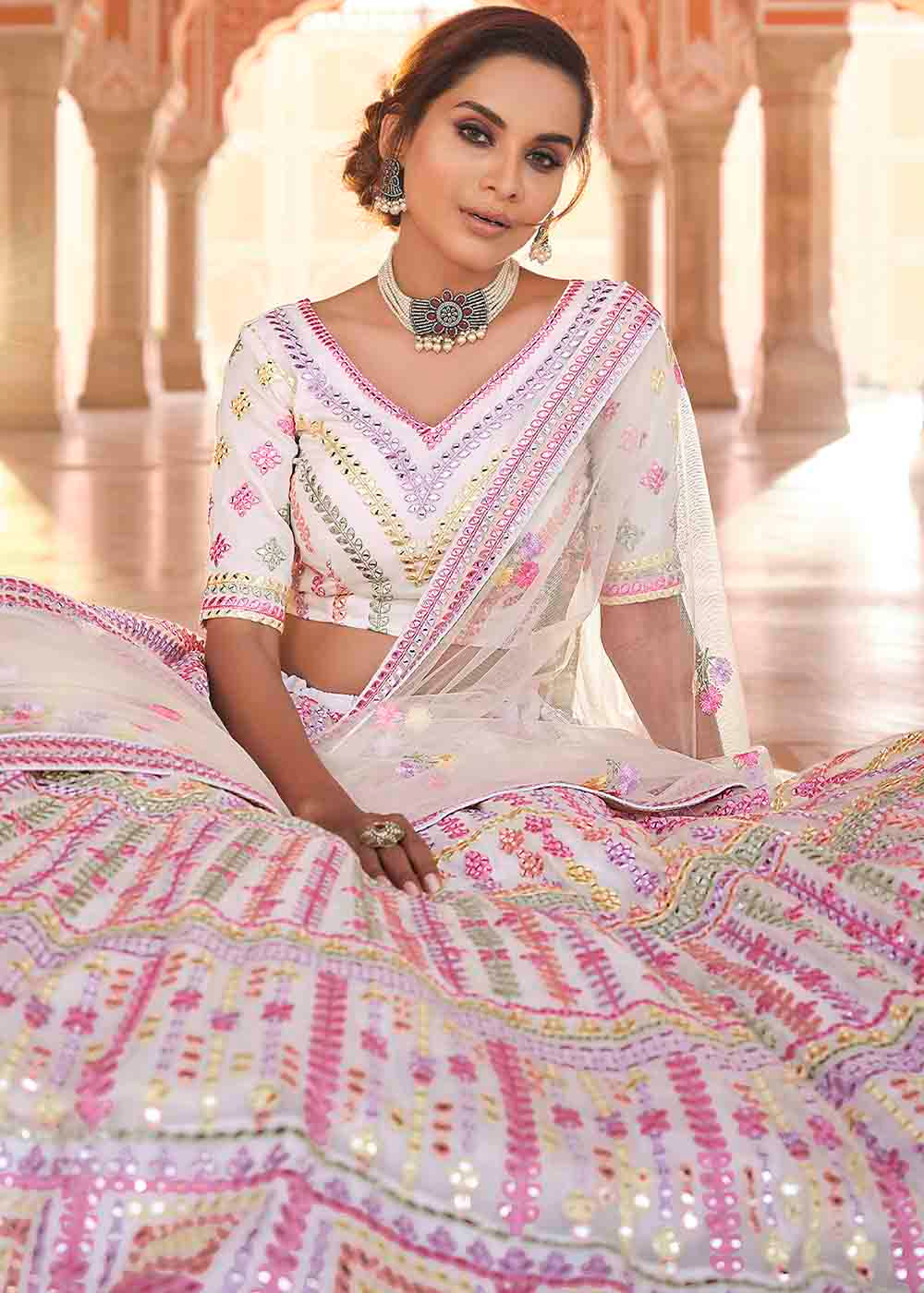 Pearl White Organza Lehenga Choli