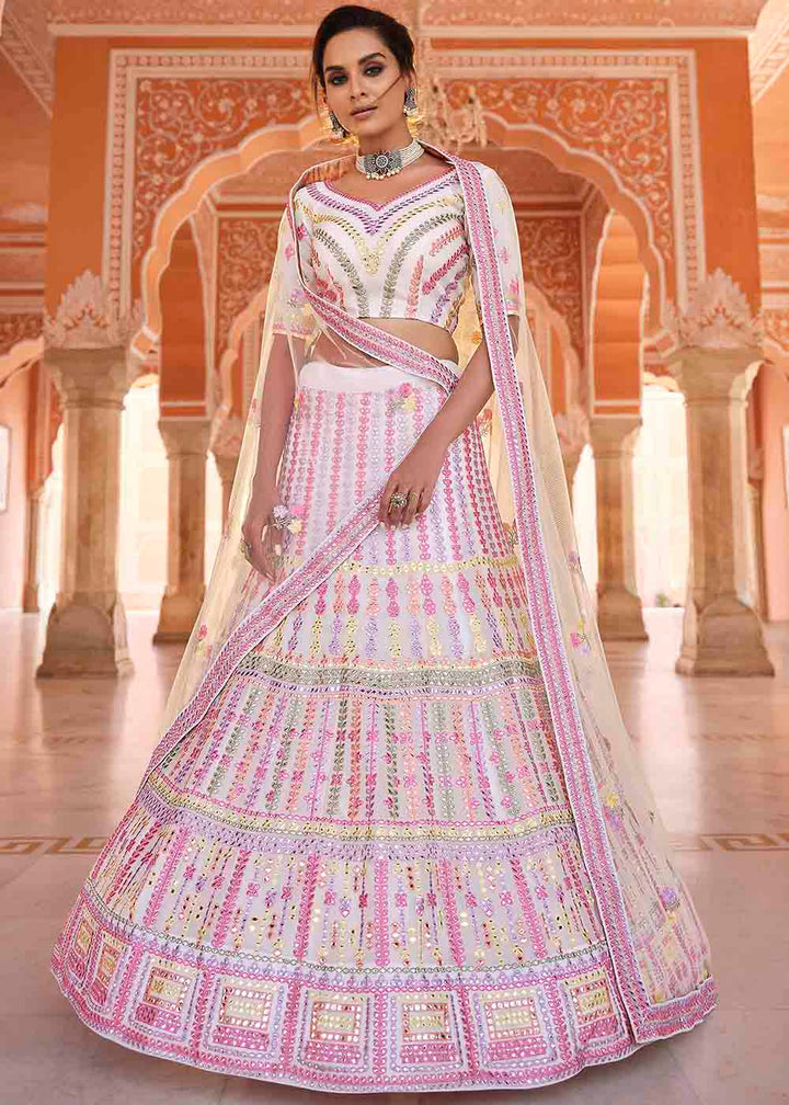 Pearl White Organza Lehenga Choli