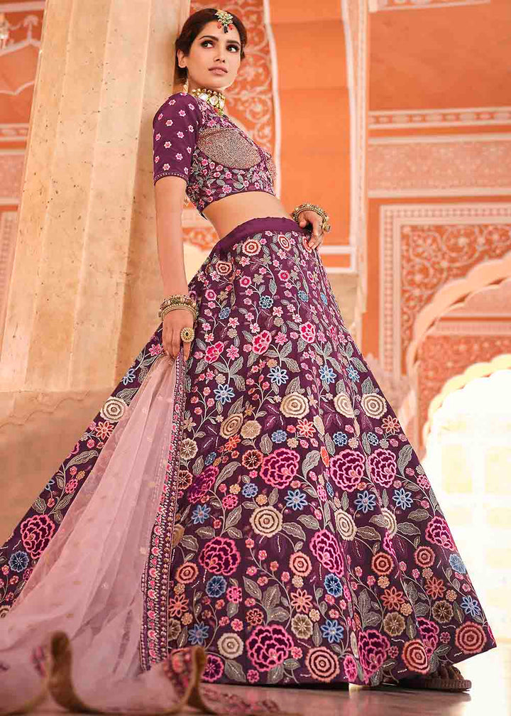Rasin Purple Crepe Lehenga Choli