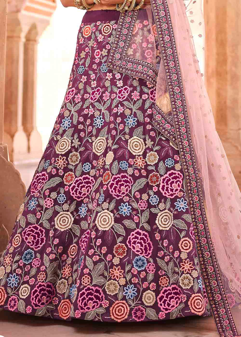Rasin Purple Crepe Lehenga Choli