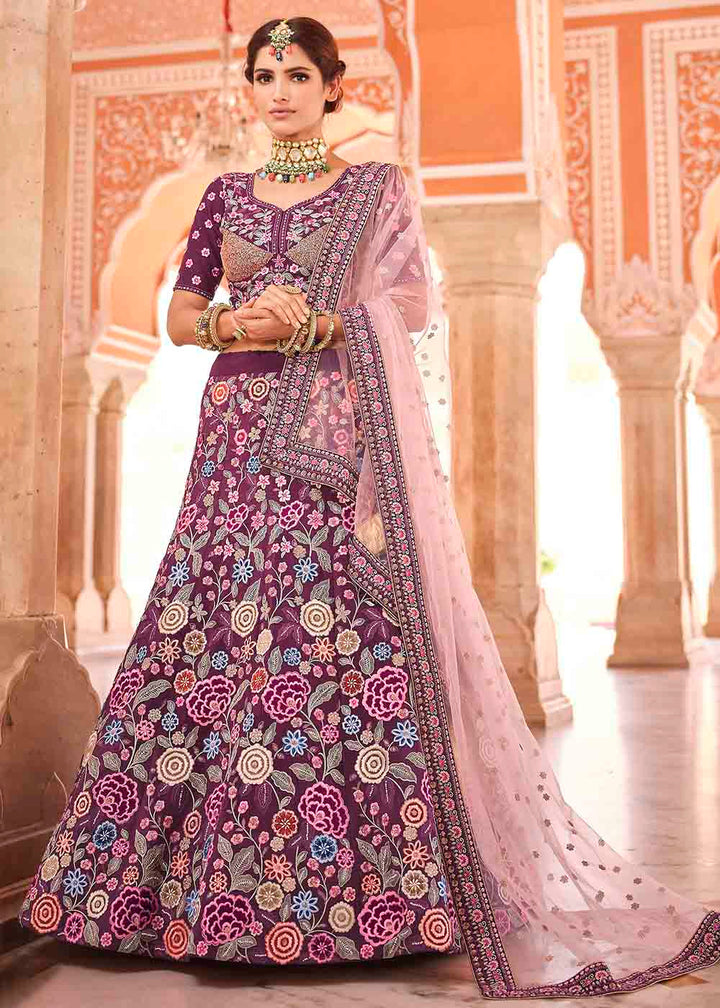 Rasin Purple Crepe Lehenga Choli