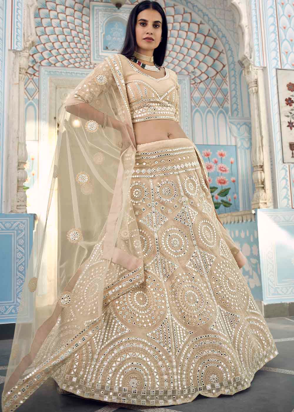 Bisque Brown Organza Lehenga Choli