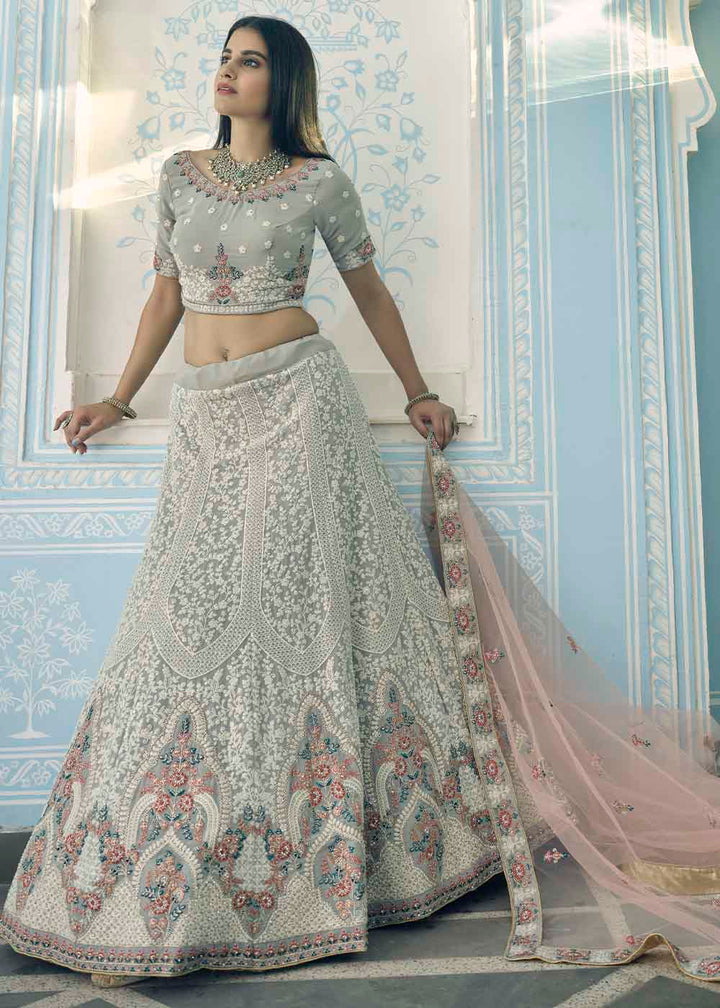 Pewter Grey Georgette Lehenga Choli