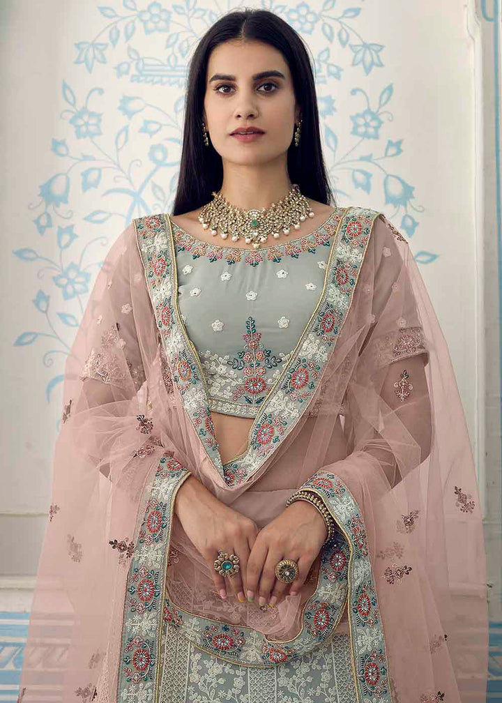 Pewter Grey Georgette Lehenga Choli