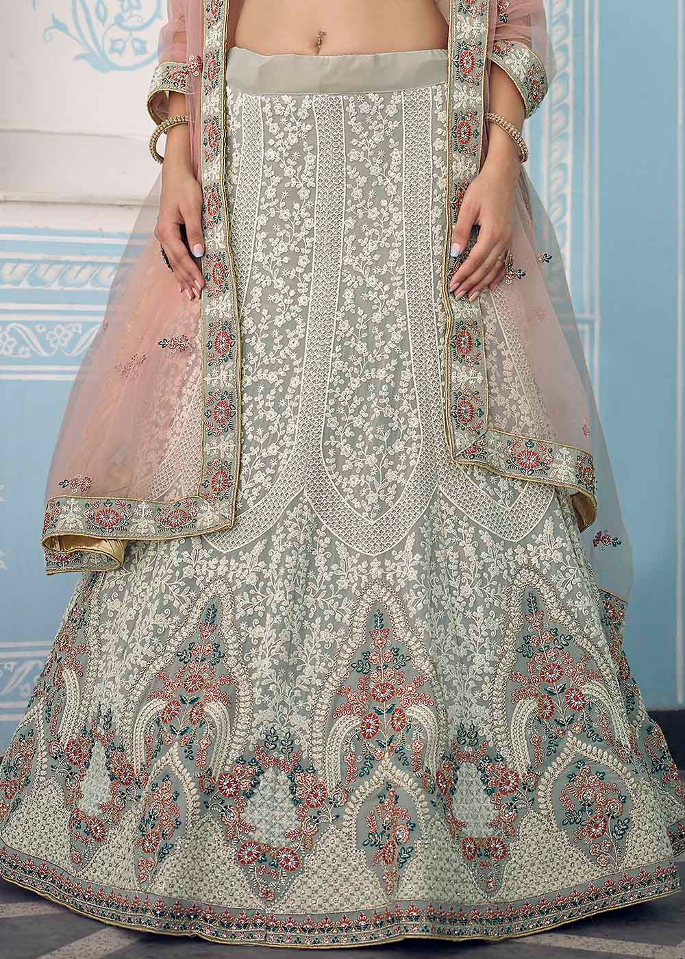 Pewter Grey Georgette Lehenga Choli