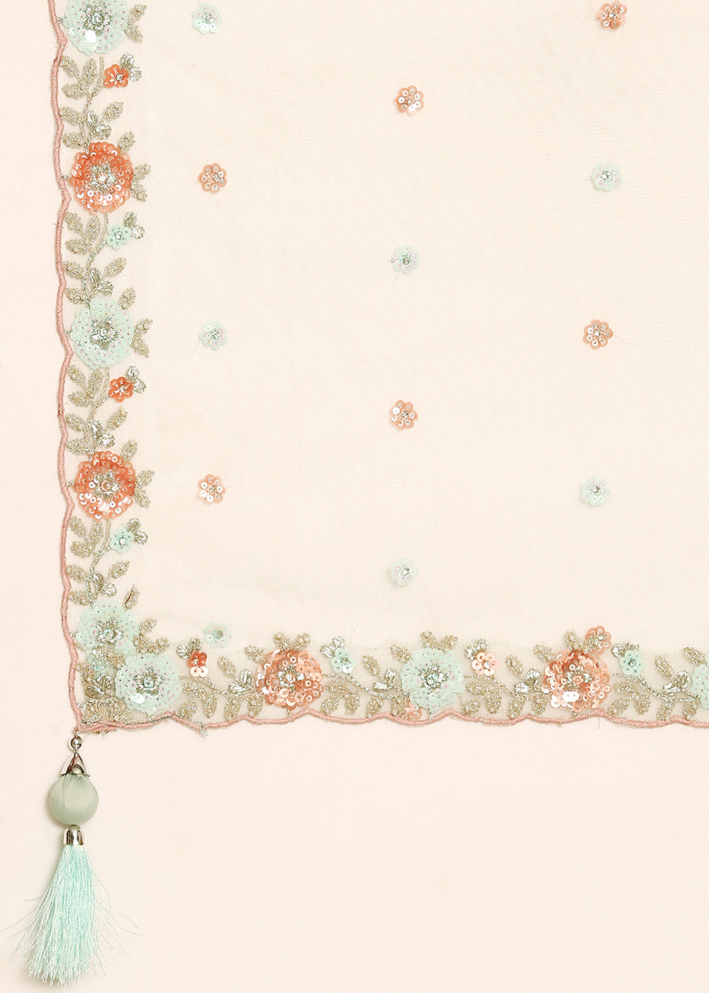 Shades Of Green Net Lehenga Choli with Sequins & Zarkan Embroidery work