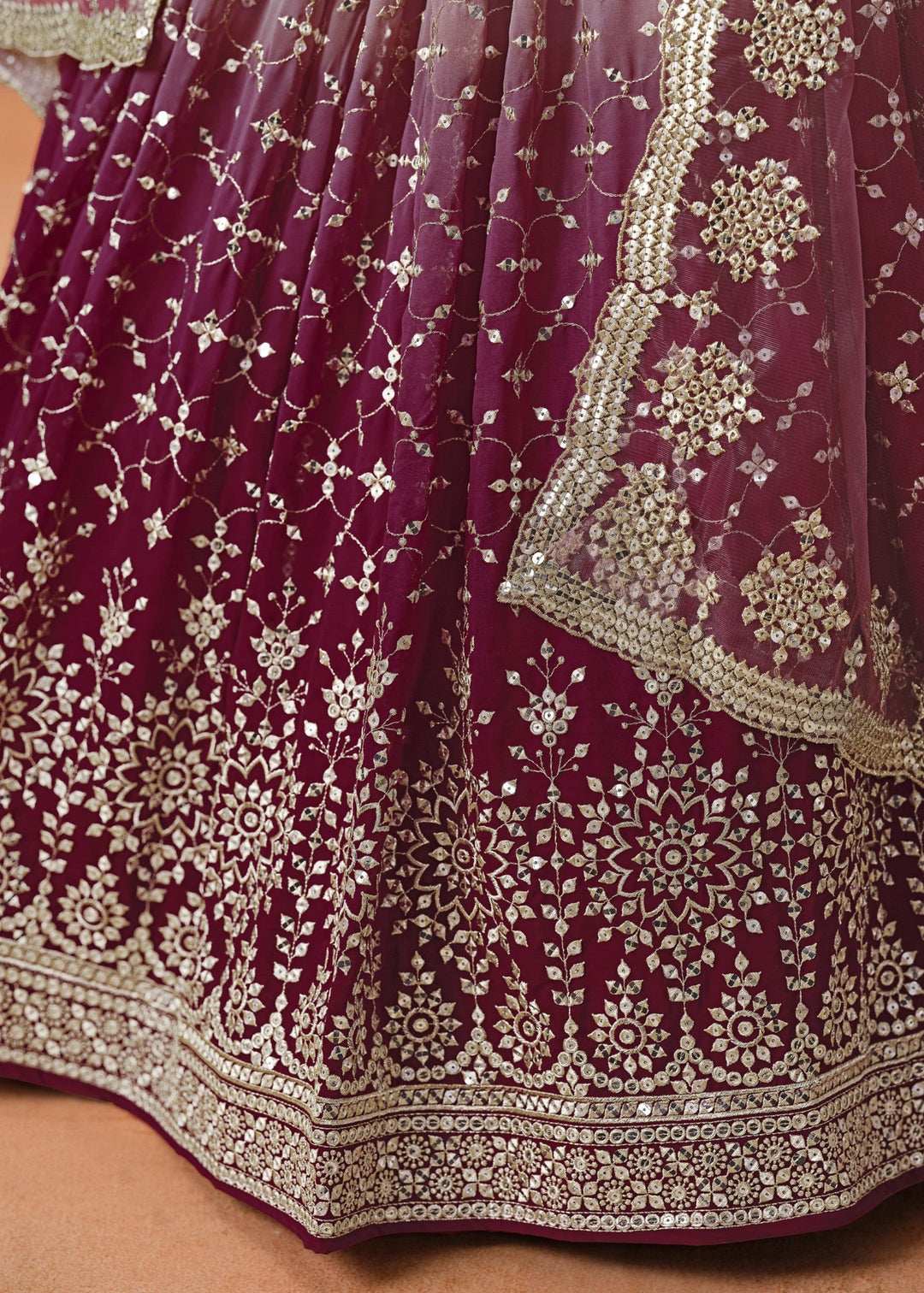 Maroon Georgette Lehenga Choli