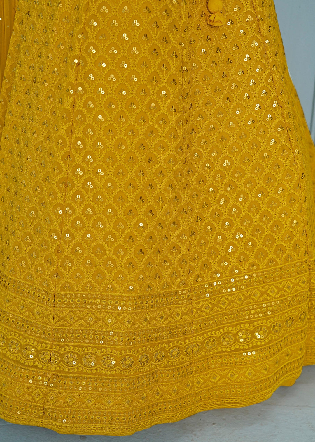 Yellow Georgette Lehenga With Dupatta