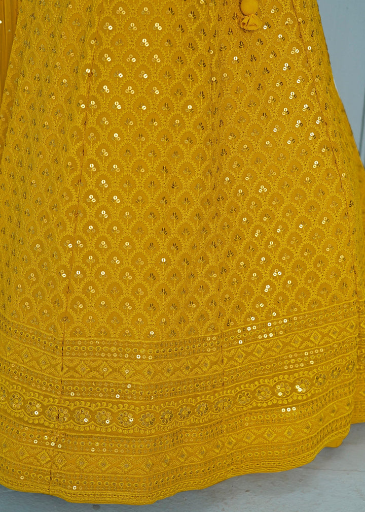 Yellow Georgette Lehenga With Dupatta