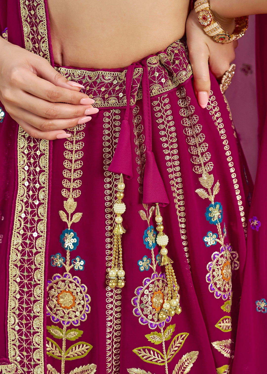 Pink Georgette Lehenga With Dupatta