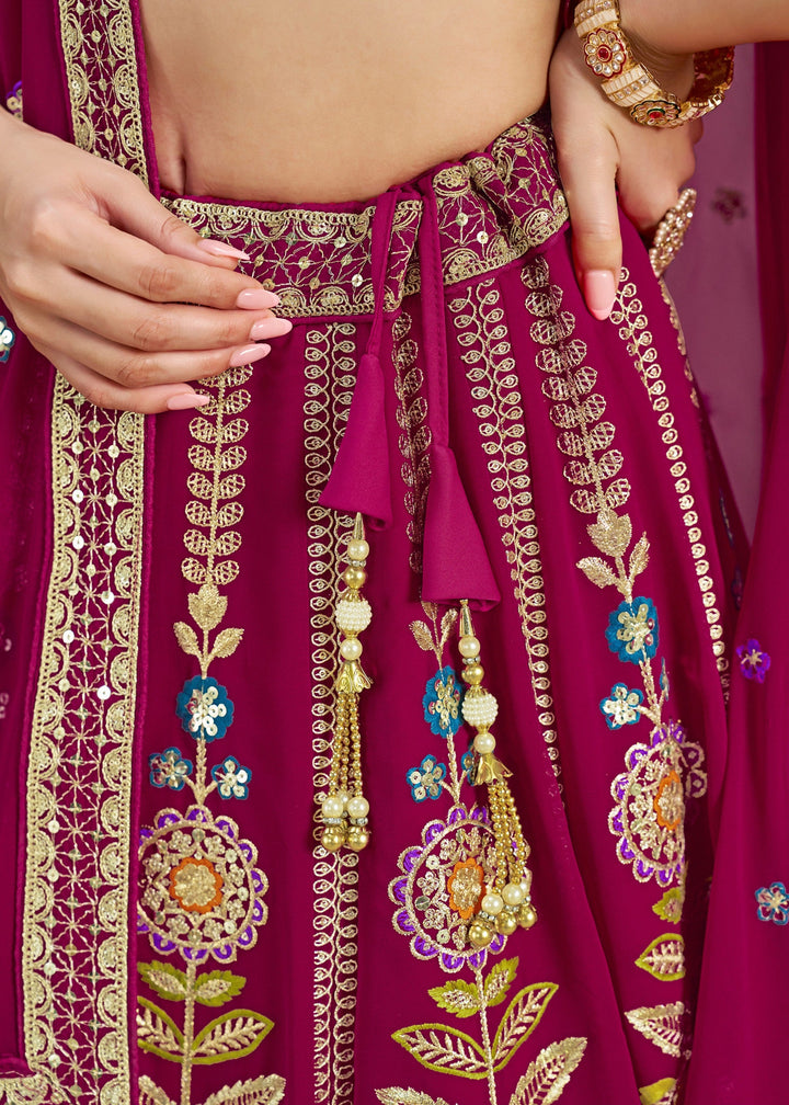 Pink Georgette Lehenga With Dupatta