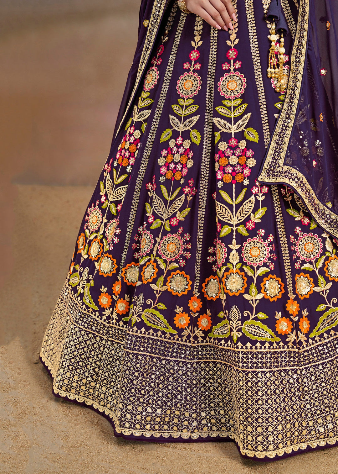 Purple Georgette Lehenga With Dupatta
