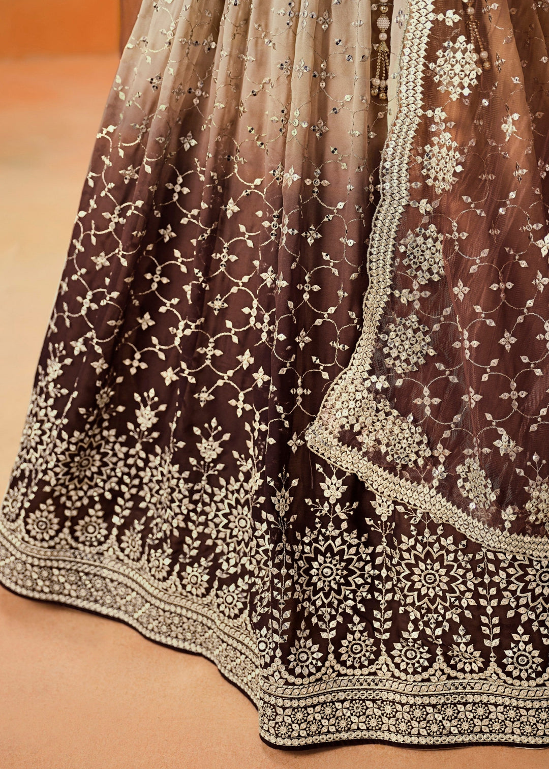 Brown Georgette Lehenga Choli