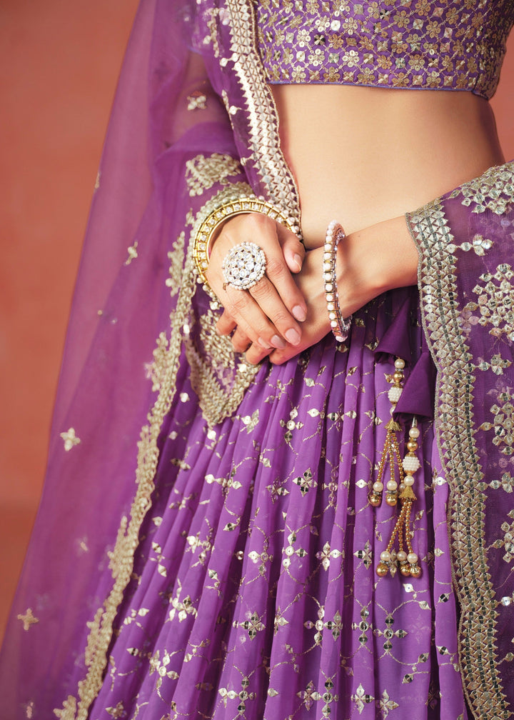Purple Georgette Lehenga Choli