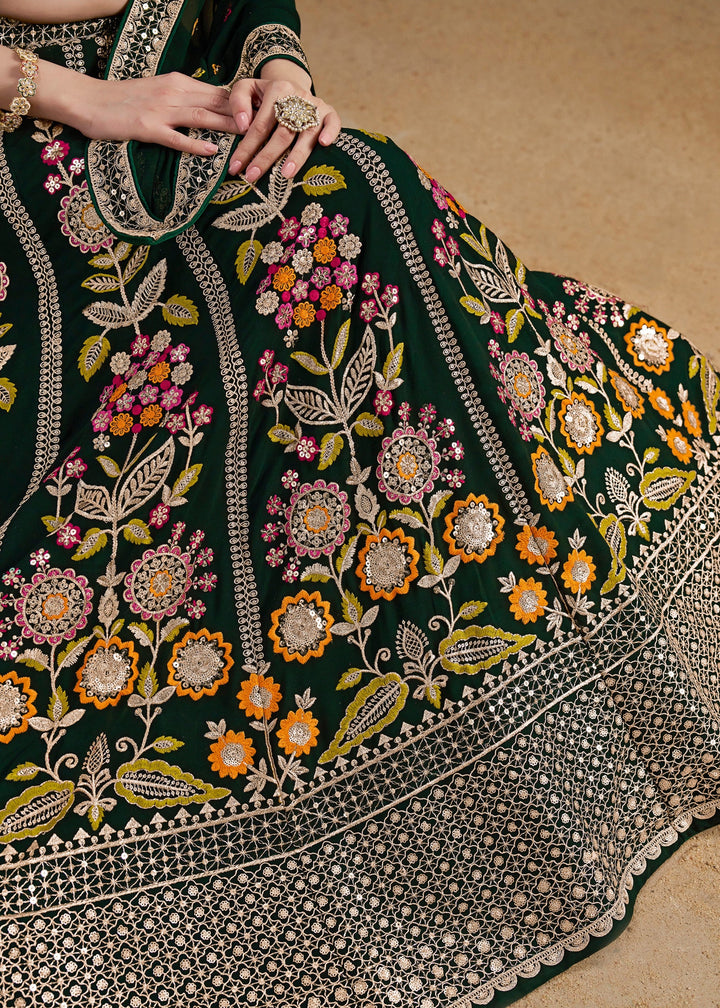 Green Georgette Lehenga With Dupatta