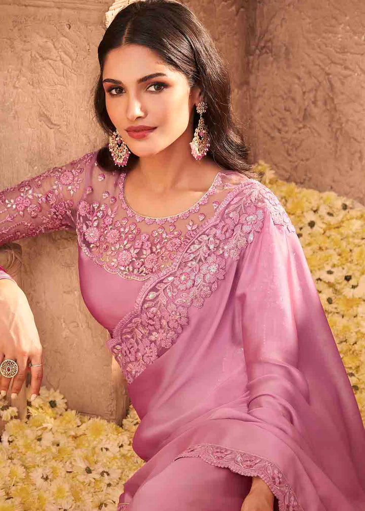 Ultra Pink Satin Silk Saree: Top Pick