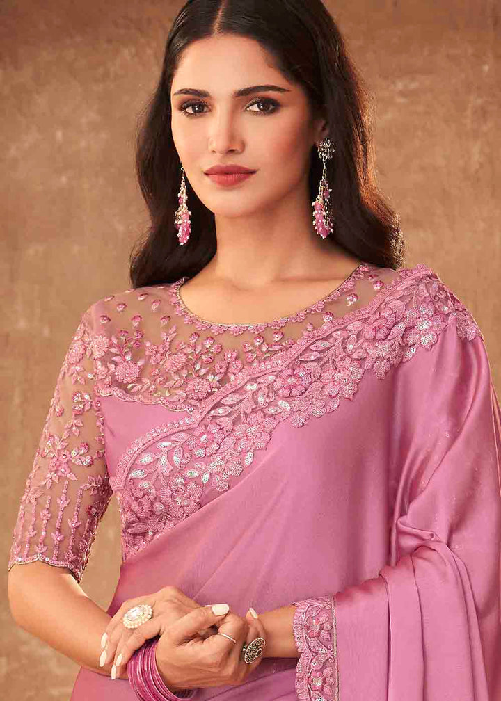 Ultra Pink Satin Silk Saree: Top Pick
