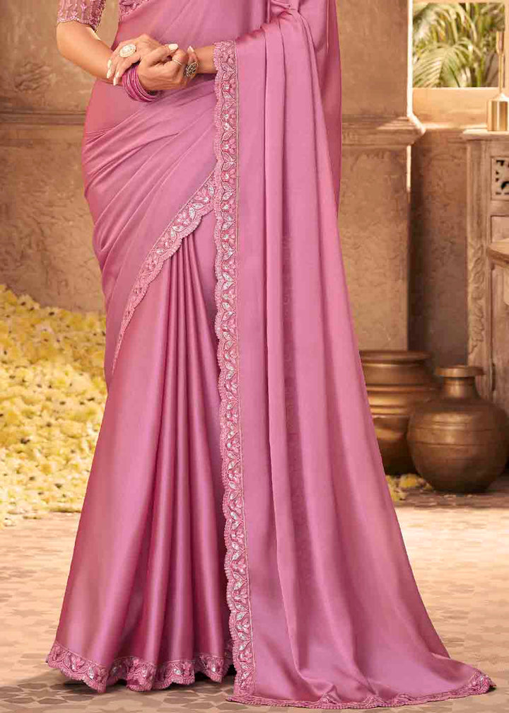 Ultra Pink Satin Silk Saree: Top Pick