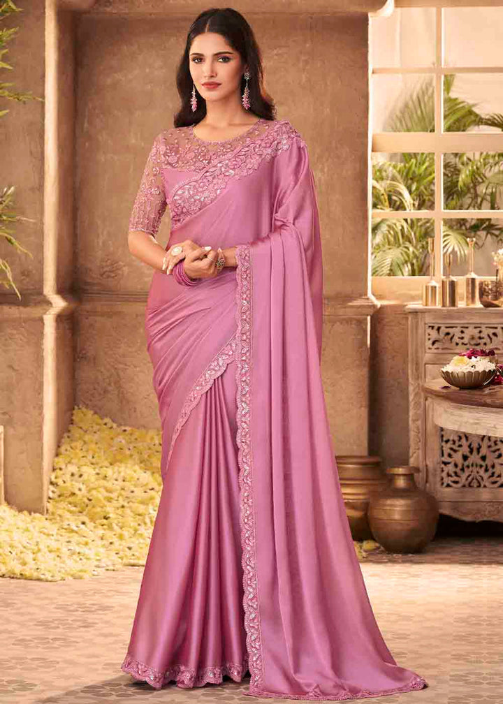 Ultra Pink Satin Silk Saree: Top Pick