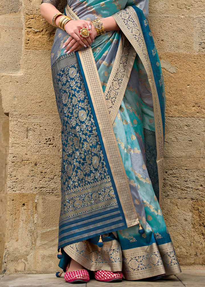 Shades Of Blue Viscose Silk Saree