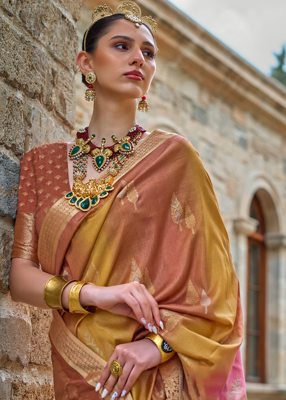 Shades Of Brown Viscose Silk Saree