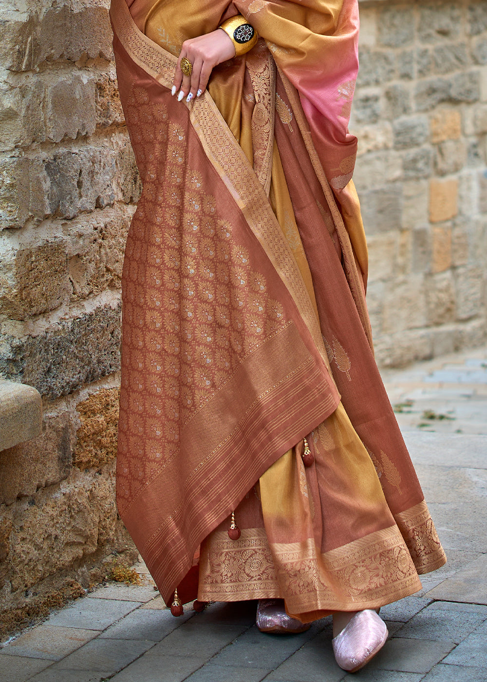 Shades Of Brown Viscose Silk Saree