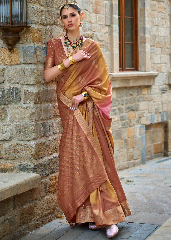 Shades Of Brown Viscose Silk Saree