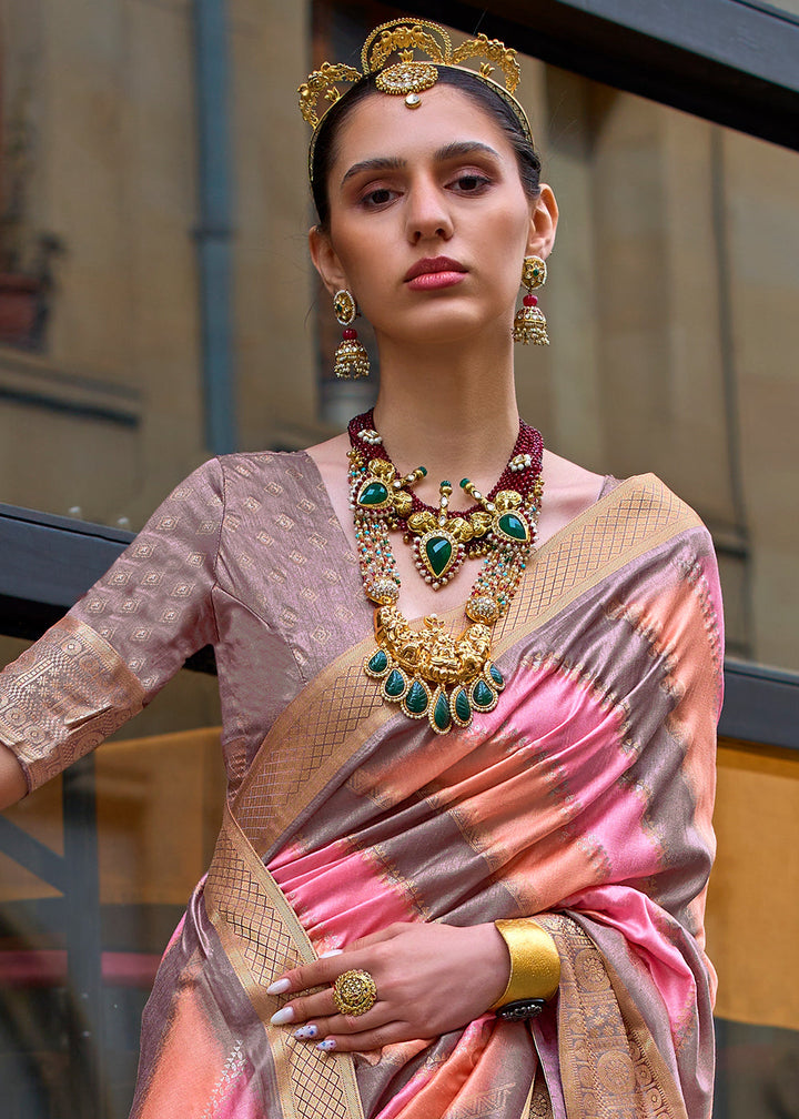 Purple & Pink Viscose Silk Saree