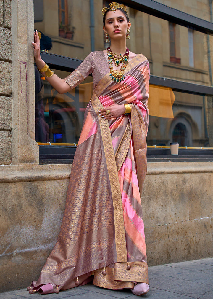 Purple & Pink Viscose Silk Saree