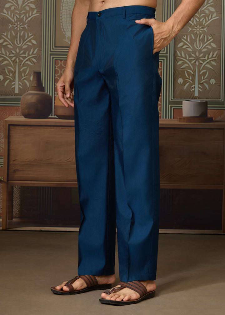 Teal Blue Mens Wear Koti Style with Silk Kurta and Pajama