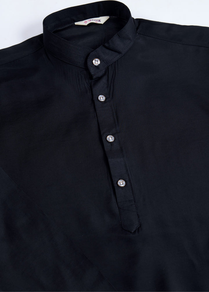 Black Mens Wear Koti Style with Kurta and Pajama