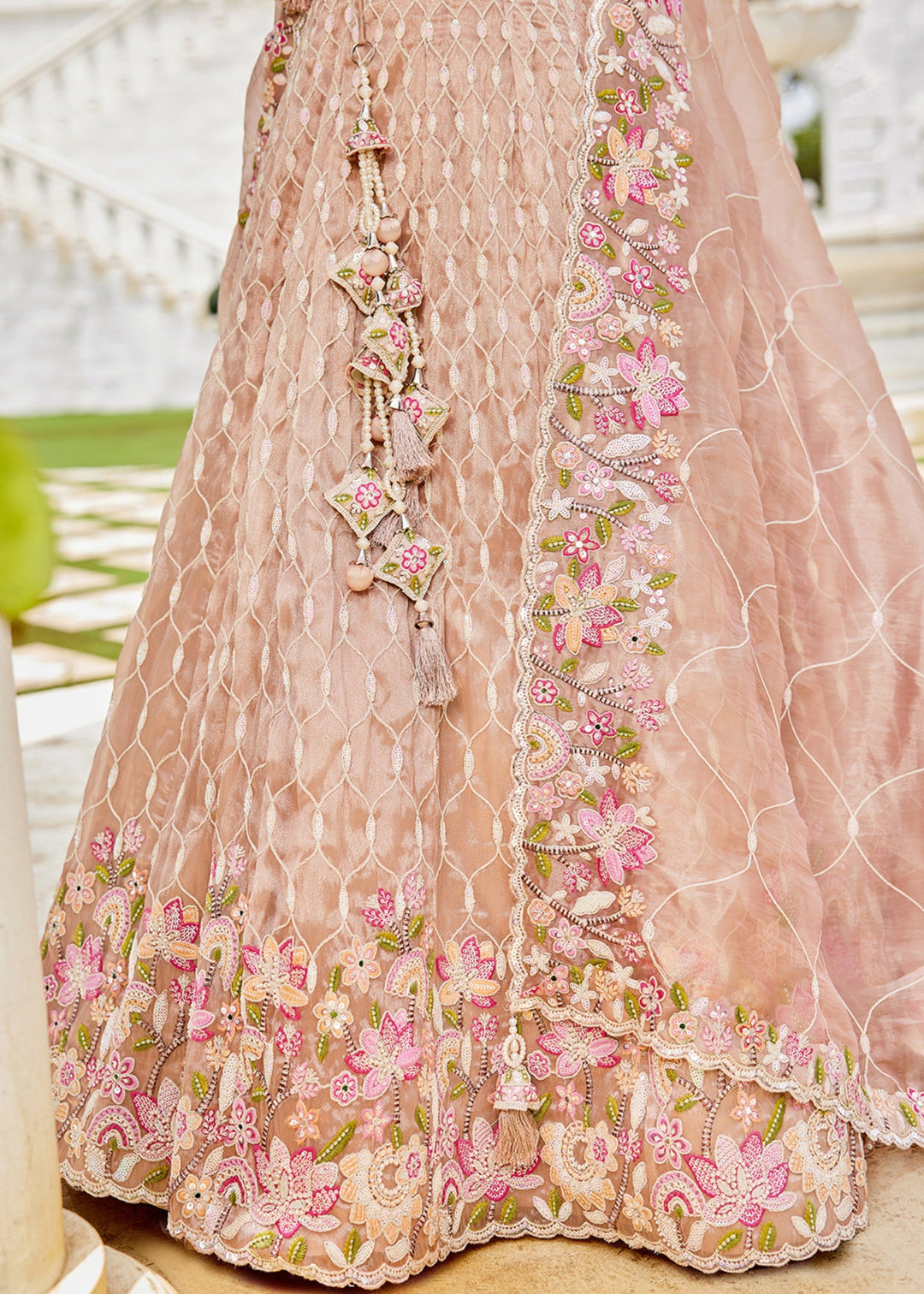 Nude Satin Silk Lehenga Choli